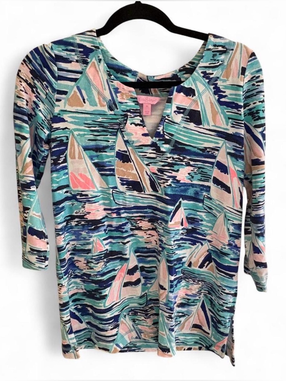 Lilly Pulitzer "Tammy" top in the nautical sailboat print "Pier Pressure"